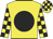 Yellow, black spot, yellow and black checked sleeves and cap
