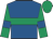 Royal blue, emerald green hoop and sleeves, royal blue armbands, emerald green cap