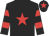 Black, red star, hooped sleeves and star on cap
