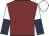 Maroon, white and dark blue halved sleeves, white cap