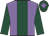 Mauve, dark green stripe and sleeves, dark green cap, mauve diamond