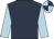 Dark blue, light blue sleeves, quartered cap