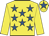 Yellow, royal blue stars, yellow sleeves, yellow cap, royal blue star
