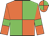Orange body, green quartered, orange arms, green armlets, orange cap, green quartered