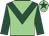 Light green, dark green chevron, sleeves, star on cap