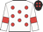 White, red spots, White sleeves, Red armlets, Black cap, Red spots