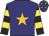 Navy, old gold star, black sleeves and gold hoops, navy cap, old gold stars
