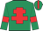 Emerald green, red cross of lorraine, red armlets, emerald green cap, red stripe