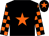 Black, orange star, orange and black check sleeves, black cap, orange star