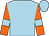 Light blue, orange sleeves, light blue armlets, light blue cap