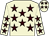 Beige body, brown stars, beige arms, brown stars, beige cap, brown stars