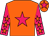 Orange body, rose star, rose arms, orange stars, orange cap, rose star