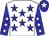 White body, big-blue stars, big-blue arms, white stars, big-blue cap, white star