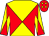 Red & yellow diabolo, yellow diamonds on cap