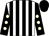 White and black stripes, black sleeves, beige spots, black cap