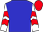 Blue body, white arms, red chevrons, red cap