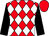 Red & white diamonds, black sleeves, red cap