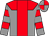 grey, red yoke, red stripe, grey sleeves, red hoops, quartered cap