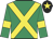 Emerald green, yellow cross sashes, yellow armlet, black cap, yellow star