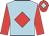 Light blue, red diamond & sleeves, red cap, light blue diamond