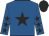 Royal blue, black star, black stars on sleeves, black cap