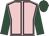 Pink, black seams, dark green sleeves & cap