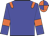 Blue body, orange epaulettes, blue arms, orange armlets, orange cap, blue quartered