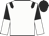 White, black epaulets, black and white halved sleeves, black cap