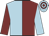 Light blue and maroon (halved), sleeves reversed, light blue and maroon hooped cap