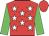 Red, white stars, lime green sleeves, red cap