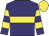 Purple, yellow hoop, hooped sleeves, yellow cap