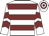 White, maroon hoops, chevrons on sleeves