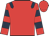 Red, dark blue epaulets, hooped sleeves