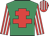 Emerald green, red cross of lorraine, red and white striped sleeves and cap
