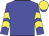 Blue, blue sleeves, yellow chevrons and cap, blue peak
