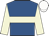 Royal blue, beige hoop and sleeves, white cap