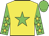 yellow, green star, yellow stars on green sleeves, green cap