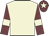 Beige body, garnet arms, beige armlets, garnet cap, beige star