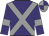 Purple body, grey cross sashes, purple arms, grey armlets, grey cap, purple quartered