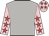 Light grey body, pink sleeves, red stars, pink cap, red stars