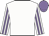 White, mauve striped sleeves, mauve cap