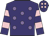 Purple, mauve spots, purple and pink hooped sleeves, purple cap, pink spots
