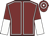 Maroon, white seams, halved sleeves, maroon and white hooped cap