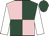 Pink and dark green (quartered), white sleeves, dark green cap