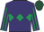 Purple, emerald green triple diamond, striped sleeves, dark green cap