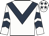 White, dark blue chevron, chevrons on sleeves, white cap, dark blue stars