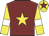 Maroon, yellow star, yellow sleeves, white armlets, yellow cap, maroon star