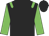 Black body, green epaulettes, green arms, black cap