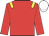 Red body, yellow epaulettes, red arms, white cap