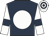 Dark blue, white disc, white sleeves, dark blue armlet, white & dark blue hooped cap